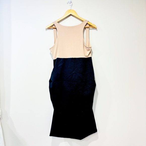 🌼NWOT🌼 LAIT DE POULE Beige and blue denim-style fitted dress - Picture 2 of 9